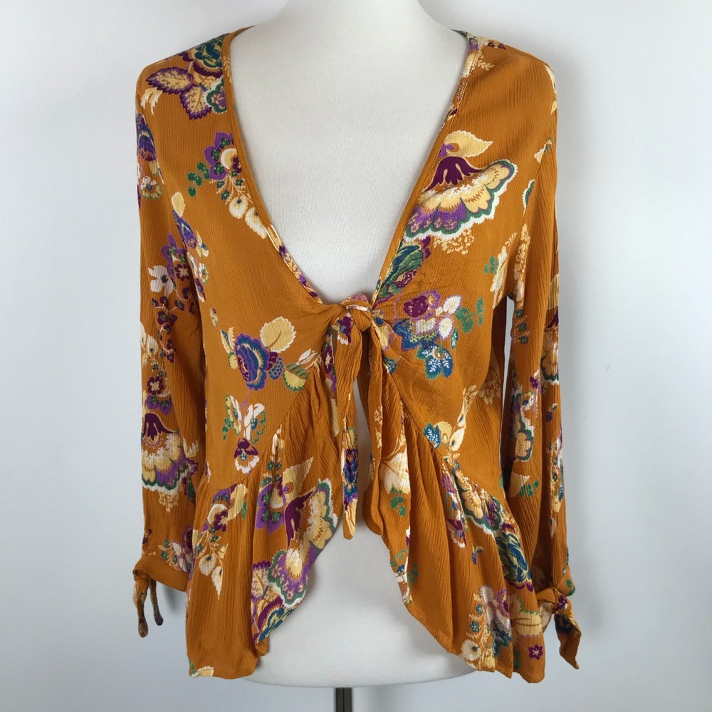 Patrons Of Peace Womens Cardigan Tie Front Ruffle NWT